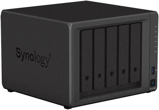 Main image of Synology DiskStation DS1522+ NAS Server with Ryzen 2.6GHz CPU, 32GB Memory, 110TB HDD Storage, 2TB M.2 NVMe SSD, 4 x 1GbE LAN Ports, DSM Operating System