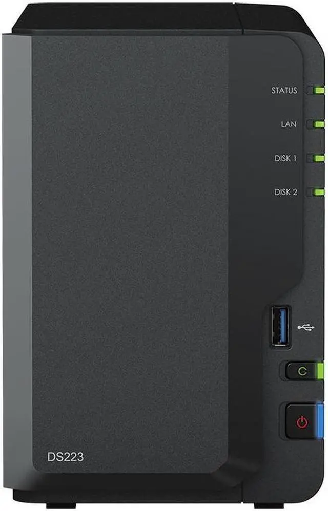 Main image of Synology DiskStation DS223 NAS Server with RTD1619B 1.7GHz CPU, 2GB Memory, 16TB SSD Storage, 1 x 1GbE LAN Port, DSM Operating System