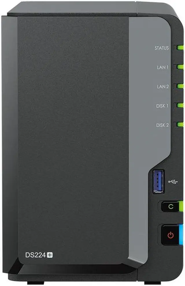 Main image of Synology DiskStation DS224+ NAS Server with Celeron 2.0GHz CPU, 6GB Memory, 40TB HDD Storage, 2 x 1GbE LAN Ports, DSM Operating System