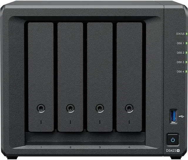 Main image of Synology DiskStation DS423+ NAS Server with Celeron 2.0GHz CPU, 6GB Memory, 32TB SSD Storage, 2TB M.2 NVMe SSD, 2 x 1GbE LAN Ports, DSM Operating System