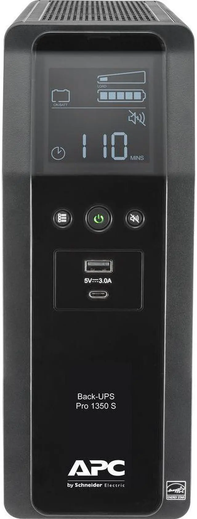Alt view image 2 of 4 - APC Sine Wave UPS Battery Backup & Surge Protector, BR1350ms Tower Back-UPS, 1350 VA Backup Battery Power Supply, 10 x NEMA 5-15R, AVR Bundled With 16GB USB Storage