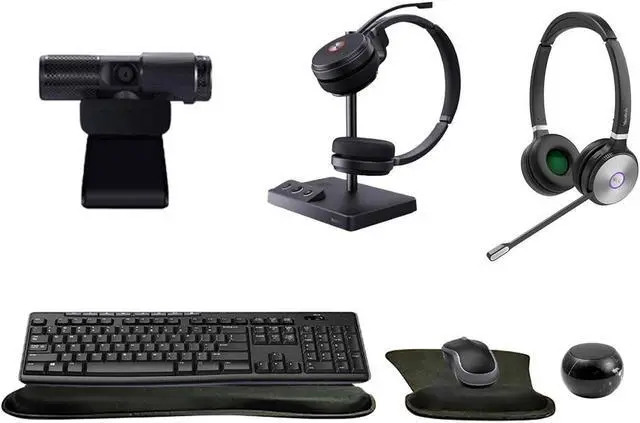 Main image of Yealink WH62 Dual Wireless Bluetooth Over Ear Headset, Bundle with Cam 313 2MP Webcam for Office, MK270 Wireless Keyboard and Mouse, Gel Wrist & Mouse Pad, Mini Speaker