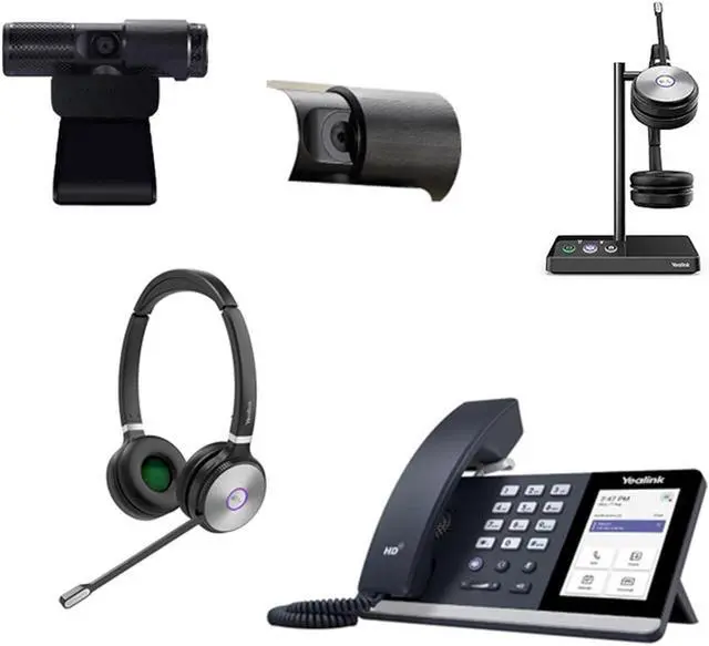 Main image of Yealink MP54 MS Teams IP Corded Phone Bundle with WH62 MS Teams Dual Wireless Bluetooth Over Ear Headset for Office, Cam 313 2MP Webcam, Pack of 4
