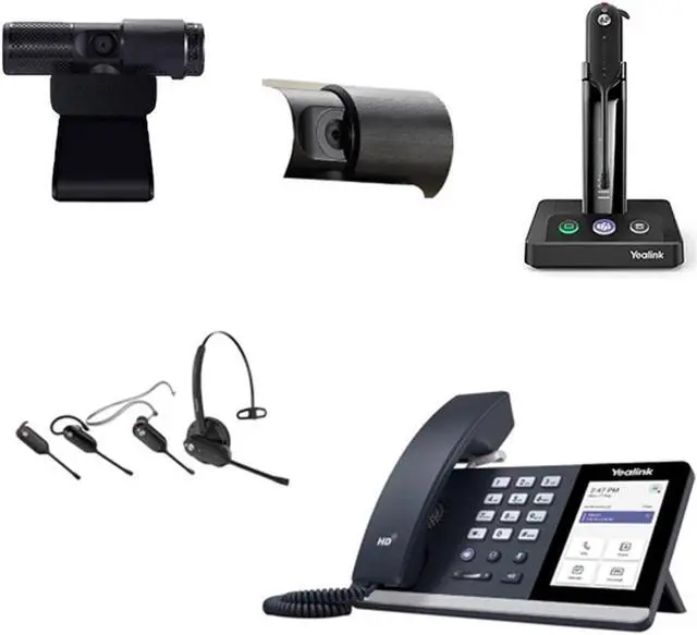 Main image of Yealink MP54 MS Teams IP Corded Phone Bundle with Yealink WH63 MS Teams Mono Bluetooth Noise Canceling Mic Headset for Office, Cam 313 2MP Webcam, Pack of 2