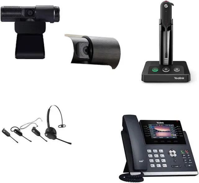 Main image of Yealink SIP-T46U IP Corded 4.3-Inch Color Display Phone Bundle with Yealink WH63 Mono Bluetooth Noise Canceling Mic Headset, Cam 313 2MP Webcam for Office