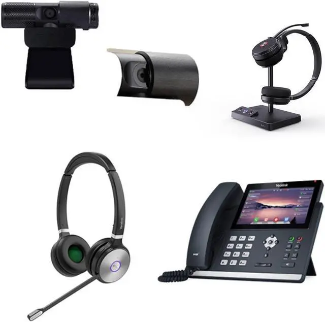 Main image of Yealink SIP-T48U IP Corded 7-Inch Color Display Phone Bundle with WH62 Dual Wireless Bluetooth Over Ear Headset, Cam 313 2MP Webcam for Office, Pack of 4