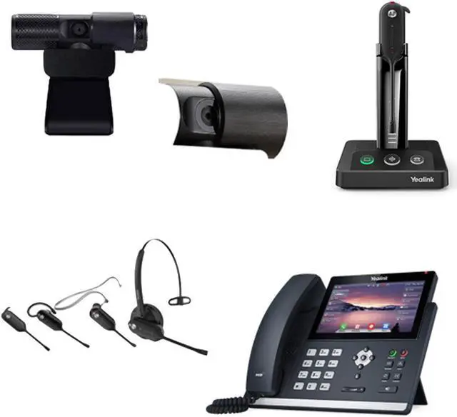 Main image of Yealink SIP-T48U IP Corded 7-Inch Color Display Phone Bundle with Yealink WH63 Mono Bluetooth Noise Canceling Mic Headset, Cam 313 2MP Webcam for Office