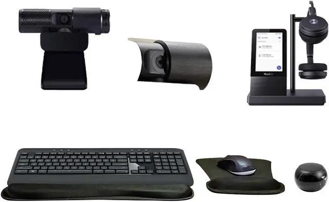 Main image of Yealink WH66 Dual UC Wireless Bluetooth Headset with Multitouch Console Bundle with Cam 313 2MP Webcam, MK540 Wireless Keyboard and Mouse, Gel Mouse & Wrist Pad, Mini Speaker, Pack of 4