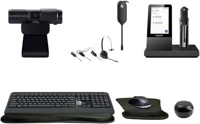 Main image of Yealink WH67 Mono Wireless Bluetooth Headset with Multitouch Console Bundle with Cam 313 2MP Webcam, MK540 Wireless Keyboard and Mouse, Gel Mouse & Wrist Pad, Mini Speaker, Pack of 2