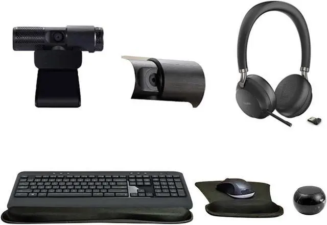 Main image of Yealink BH72 Black Dual Wireless Bluetooth Stereo Over Ear Headset for Office, Bundle with Cam 313 2MP Webcam, MK540 Wireless Keyboard and Mouse, Gel Mouse & Wrist Pad, Mini Speaker, Pack of 4