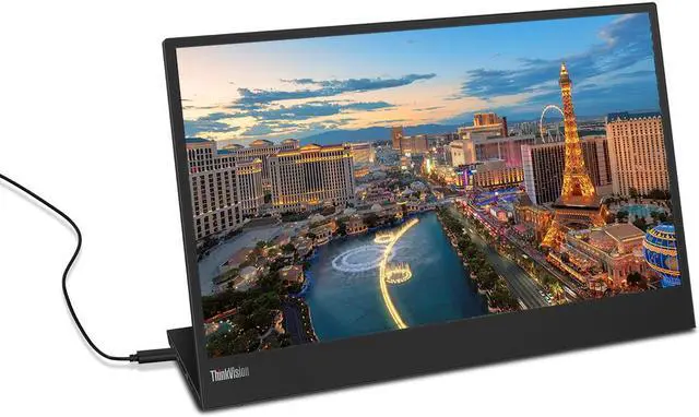 Alt view image 2 of 6 - Lenovo ThinkVision M15 15.6 FHD 1080p Portable Travel Monitor Bundle with USB Type-C, Black Marble Bluetooth Folding Wireless Keyboard, and White Pebble M350 Bluetooth Wireless Mouse