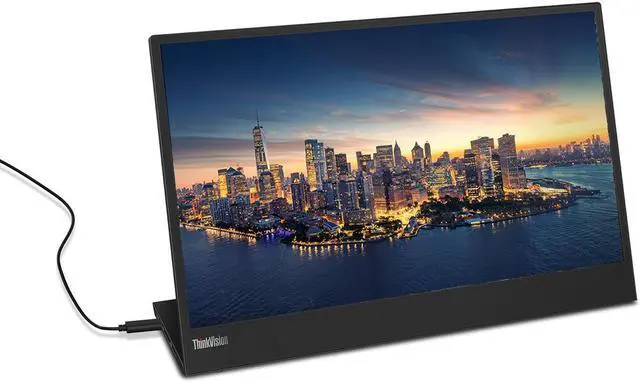 Alt view image 2 of 6 - Lenovo ThinkVision M15 15.6" FHD 1080p Portable Travel Monitor Bundle with USB Type-C, Blue Keys to Go Wireless Keyboard, and Blue Pebble M350 Bluetooth Wireless Mouse