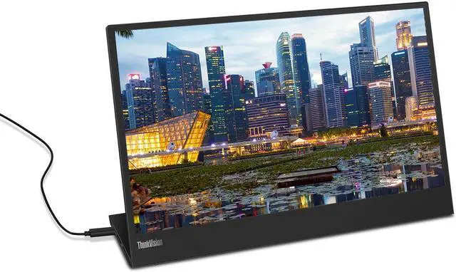 Alt view image 2 of 6 - Lenovo ThinkVision M15 15.6" FHD 1080p Portable Travel Monitor Bundle with USB Type-C, Stone Keys to Go Wireless Keyboard, and White Pebble M350 Bluetooth Wireless Mouse