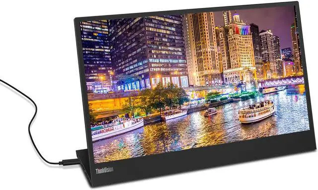 Alt view image 2 of 5 - Lenovo ThinkVision M15 15.6" FHD 1080p Portable Travel Monitor Bundle with USB Type-C, Black Matte Micro Bluetooth Speaker with Professional Sound, Built-in Microphone and Remote Shutter for Selfies