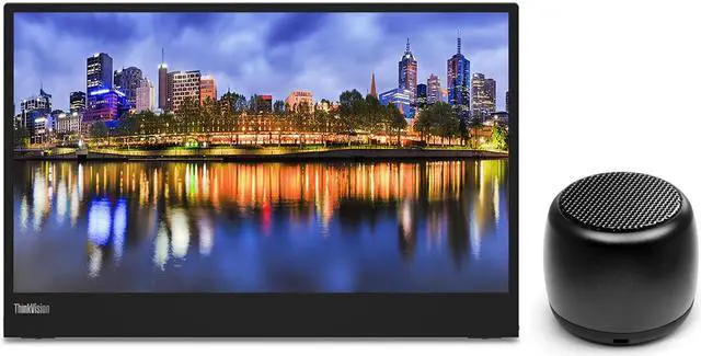 Main image of Lenovo ThinkVision M15 15.6" FHD 1080p Portable Travel Monitor Bundle with USB Type-C, Black Matte Micro Bluetooth Speaker with Professional Sound, Built-in Microphone and Remote Shutter for Selfies