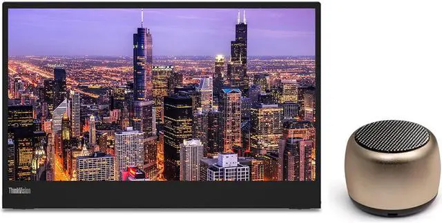 Main image of Lenovo ThinkVision M15 15.6" FHD 1080p Portable Travel Monitor Bundle with USB Type-C, Gold Matte Micro Bluetooth Speaker with Professional Sound, Built-in Microphone and Remote Shutter for Selfies