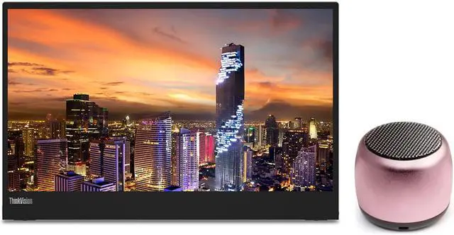 Main image of Lenovo ThinkVision M15 15.6" FHD 1080p Portable Travel Monitor Bundle with USB Type-C, Pink Matte Micro Bluetooth Speaker with Professional Sound, Built-in Microphone and Remote Shutter for Selfies
