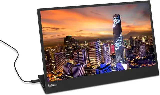 Alt view image 2 of 5 - Lenovo ThinkVision M15 15.6" FHD 1080p Portable Travel Monitor Bundle with USB Type-C, Pink Matte Micro Bluetooth Speaker with Professional Sound, Built-in Microphone and Remote Shutter for Selfies