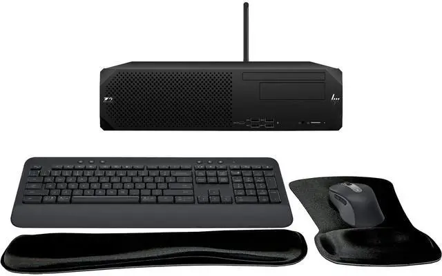Main image of HP Z2 Small Form Factor G9 Workstation i7 Bundle, 16GB RAM, 512GB SSD, Windows 11 Pro, UHD Graphics 770 and MK650 Wireless Keyboard & Mouse with Gel Mouse & Wrist Pad set