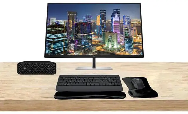 Main image of HP Workstation Bundle Z2 Mini G9 i7, 32GB RAM, 512GB SSD, Windows 11 Pro, UHD Graphics 770, Dual EliteDisplay E32k G5 32-inch 4K Monitor, MK650 Wireless Keyboard & Mouse, Gel Mouse & Wrist Pad