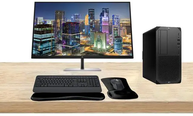 Main image of HP Workstation Bundle Z2 G9 Tower i7, 16GB RAM, 512GB SSD, Windows 11 Pro, T1000 8GB GDDR6, Dual EliteDisplay E32k G5 32-inch 4K Monitor, T2U Plus WiFi, MK650 Wireless Keyboard & Mouse with Gel Pad