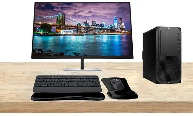 Main image of HP Workstation Bundle Z2 G9 Tower i7, 64GB RAM, 1TB SSD, Windows 11 Pro, RTX A2000 12GB, Dual EliteDisplay E32k G5 32-inch 4K Monitor, T2U Plus WiFi, MK650 Wireless Keyboard & Mouse, Gel Pad