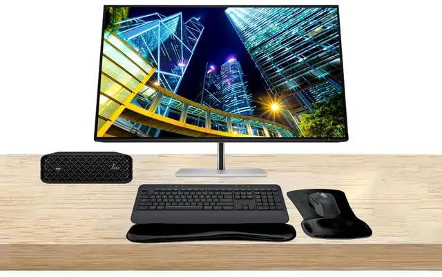 Main image of HP Workstation Bundle Z2 Mini G9 i7, 32GB RAM, 512GB SSD, Windows 11 Pro, UHD Graphics 770, Series 7 Pro 732pk 32-inch 4K Ultra HD Monitor, MK650 Wireless Keyboard & Mouse, Gel Mouse & Wrist Pad