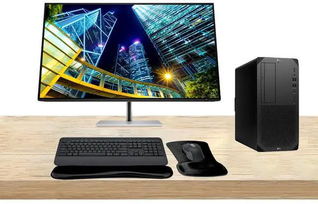 Main image of HP Workstation Bundle Z2 G9 Tower i7, 64GB RAM, 1TB SSD, Windows 11 Pro, RTX A2000 12GB, Series 7 Pro 732pk 32-inch 4K Ultra HD Monitor, T2U Plus WiFi, MK650 Wireless Keyboard & Mouse, Gel Pad