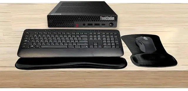 Main image of Lenovo ThinkStation P3 Tiny i7, 32GB RAM, 1TB SSD, T1000 8GB DDR6 Graphics, NVMe Controller, Mini PC Bundled with MK650 Wireless Keyboard & Mouse, Gel Mouse & Wrist Pad