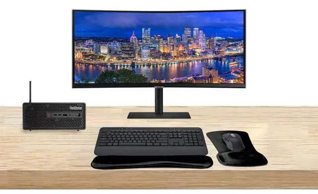 Main image of Lenovo ThinkStation P3 Tower i7, 64GB RAM, 1TB SSD, RTX A2000 12GB DDR6 Bundled with Dual ThinkVision P27q 27 2K QHD, MK650 Wireless Keyboard & Mouse, Gel Mouse & Wrist Pad