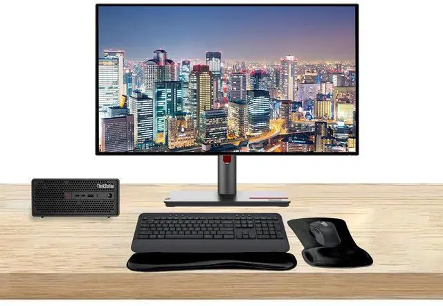 Main image of Lenovo ThinkStation P3 SFF i7, 32GB RAM, 1TB SSD, UHD Graphics 770 Bundled with Dual ThinkVision P27q 27 2K QHD, MK650 Wireless Keyboard & Mouse, Gel Mouse & Wrist Pad
