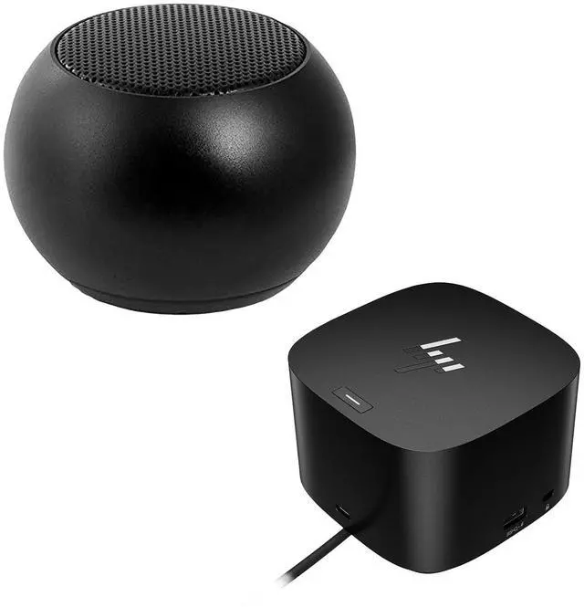 Main image of HP Thunderbolt G4 Dock 120W, 4K Display Support w/Combo Cable, HDMI, USB-C, DisplayPort and USB Hub Bundle with Bluetooth Mini U Speaker and Built-in Mic, 4 Hour Playback