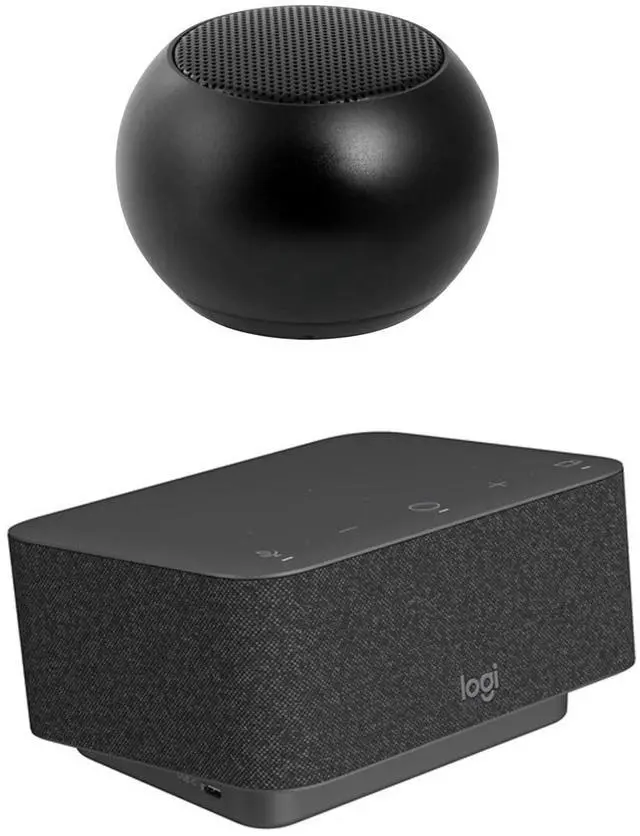 Main image of Logitech Docking Station 100W Dock in Graphite Gray with 4K Support and USB HubDesk Bundled with Bluetooth Boost U Speaker and Built-in Mic, 5 Hour Playback