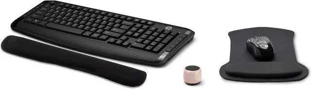 Main image of HP Wireless Keyboard and Mouse 300 PC Accessories Bundle with Waverest Gel Pads and Micro Bluetooth Speaker with Professional Sound, Built-In Mic and Remote Selfie Shutter