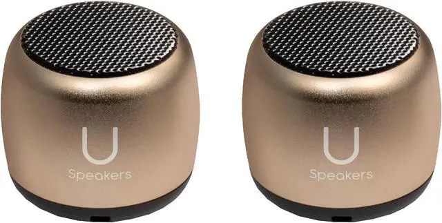 Main image of Fashionit U Speakers Micro Bluetooth Computer Speaker 2-Pack Bundle with Matching Speaker, Built-In Mic & Selfie Remote Control, for Workspace, Desktop, Laptop, Mobile, Tablet, PC - Gold