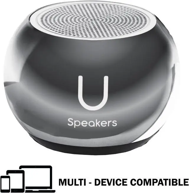Alt view image 2 of 6 - Fashionit U Speakers Mini Bluetooth Computer Speaker 2-Pack Bundle with Matching Speaker, Built-In Mic & Selfie Remote Control, for Workspace, Desktop, Laptop, Mobile, Tablet, PC - Mirror Hematite