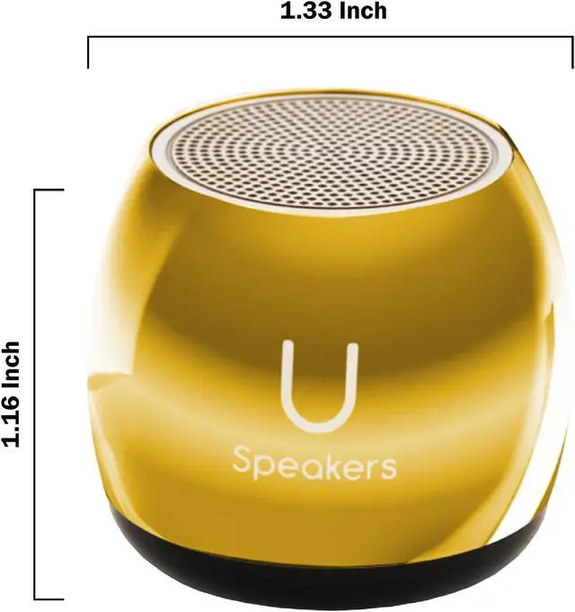Alt view image 3 of 5 - Fashionit U Speakers Micro Bluetooth Computer Speaker 2-Pack Bundle with Matching Speaker, Built-In Mic & Selfie Remote Control, for Workspace, Desktop, Laptop, Mobile, Tablet, PC - Mirror Gold