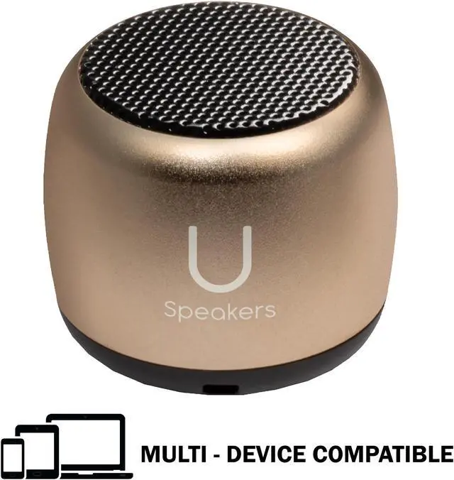 Alt view image 2 of 6 - Fashionit U Speakers Micro Bluetooth Computer Speaker 2-Pack Bundle with Matching Speaker, Built-In Mic & Selfie Remote Control, for Workspace, Desktop, Laptop, Mobile, Tablet, PC - Gold