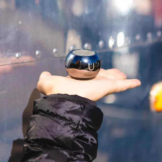 Alt view image 4 of 6 - Fashionit U Speakers Mini Bluetooth Computer Speaker 2-Pack Bundle with Matching Speaker, Built-In Mic & Selfie Remote Control, for Workspace, Desktop, Laptop, Mobile, Tablet, PC - Mirror Hematite