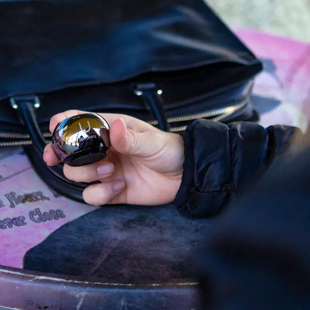 Alt view image 5 of 6 - Fashionit U Speakers Mini Bluetooth Computer Speaker 2-Pack Bundle with Matching Speaker, Built-In Mic & Selfie Remote Control, for Workspace, Desktop, Laptop, Mobile, Tablet, PC - Mirror Hematite