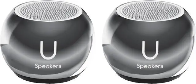 Main image of Fashionit U Speakers Mini Bluetooth Computer Speaker 2-Pack Bundle with Matching Speaker, Built-In Mic & Selfie Remote Control, for Workspace, Desktop, Laptop, Mobile, Tablet, PC - Mirror Hematite