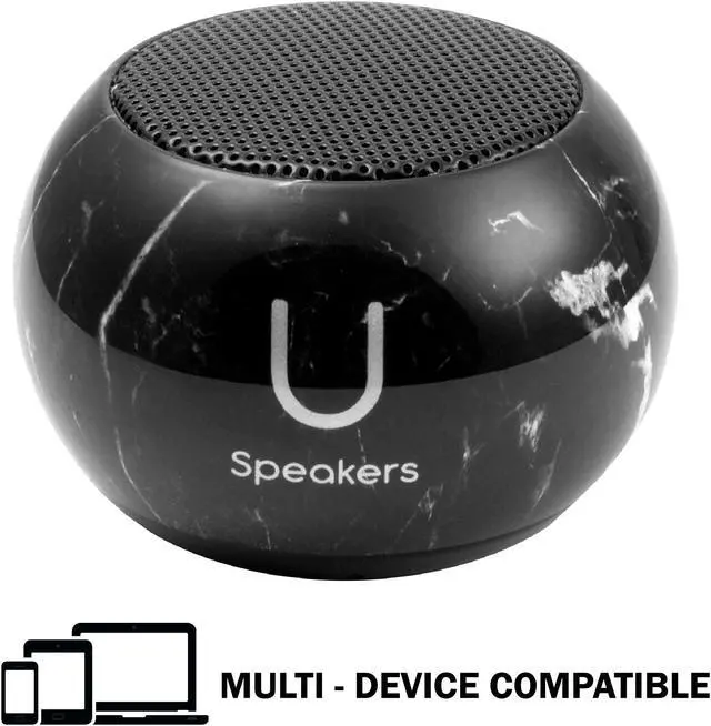 Alt view image 2 of 6 - Fashionit U Speakers Mini Bluetooth Computer Speaker 2-Pack Bundle with Matching Speaker, Built-In Mic & Selfie Remote Control, for Workspace, Desktop, Laptop, Mobile, Tablet, PC - Black Marble