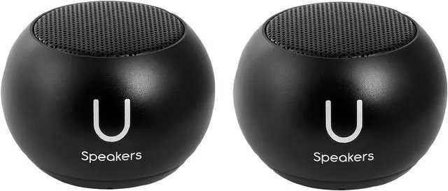 Main image of Fashionit U Speakers Mini Bluetooth Computer Speaker 2-Pack Bundle with Matching Speaker, Built-In Mic & Selfie Remote Control, for Workspace, Desktop, Laptop, Mobile, Tablet, PC - Black