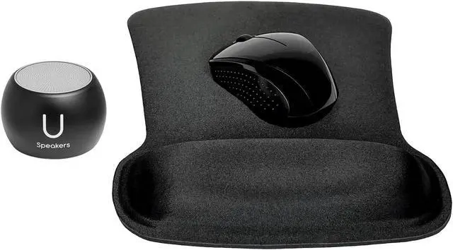 Main image of Fashionit U Speakers Bluetooth Boost Speaker Travel Home Office Bundle with Black Wireless Mouse X3000 G2, & Coordinating Gel Mouse Pad, for Modern Workspace - Black