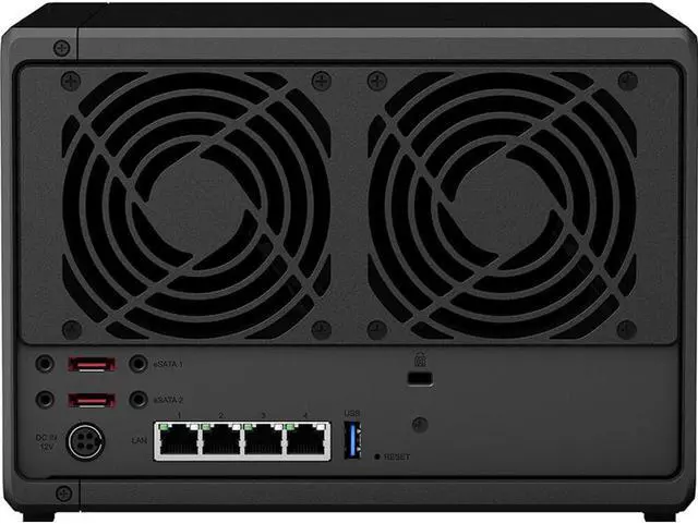 Alt view image 4 of 5 - Synology DiskStation DS1520+ NAS Server with Celeron 2.0GHz CPU, 8GB Memory, 50TB HDD Storage, 1TB M.2 NVMe SSD, 4 x 1GbE LAN Ports, DSM Operating System
