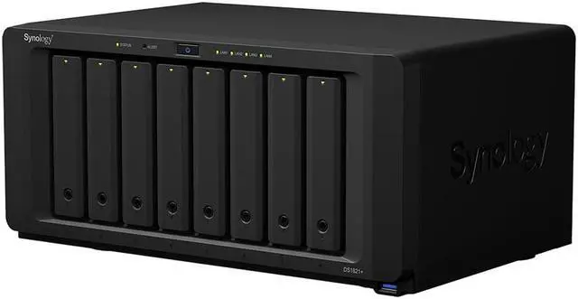 Alt view image 2 of 5 - Synology DiskStation DS1821+ NAS Server with Ryzen 2.2GHz CPU, 32GB Memory, 128TB HDD Storage, 1TB M.2 NVMe SSD, 4 x 1GbE LAN Ports, DSM Operating System