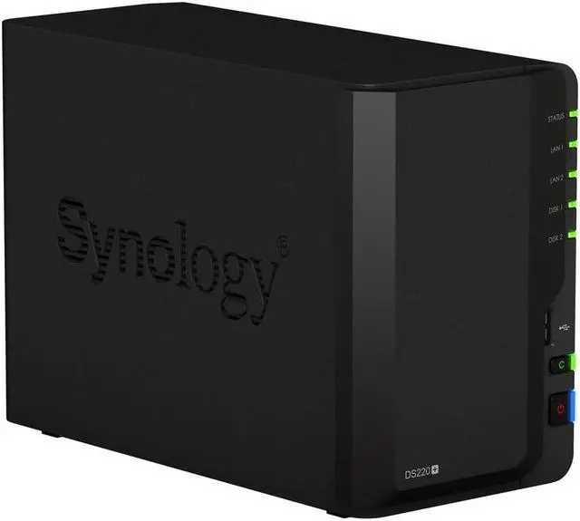 Alt view image 3 of 5 - Synology DiskStation DS220+ NAS Server with Celeron 2.0GHz CPU, 6GB Memory, 36TB HDD Storage, 2 x 1GbE LAN Ports, DSM Operating System