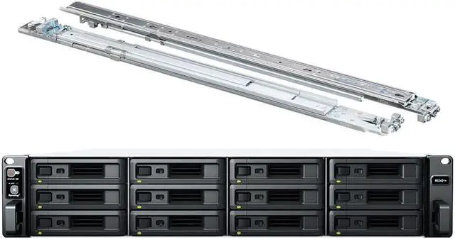 Main image of Synology RackStation RS2421+ NAS Server with Ryzen 2.2GHz CPU, 32GB Memory, 24TB SSD Storage, 4 x 1GbE LAN Ports, DSM Operating System Bundle with Rail kit