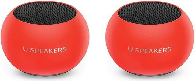 Main image of Fashionit U Speakers Mini Bluetooth Computer Speaker 2-Pack Bundle with Matching Speaker, Built-in Mic & Selfie Remote Control, for Workspace, Desktop, Laptop, Mobile, Tablet, PC - Glow Neon Coral