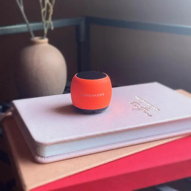 Alt view image 5 of 5 - Fashionit U Speakers Micro Bluetooth Computer Speaker 2-Pack Bundle with Matching Speaker, Built-in Mic & Selfie Remote Control, for Workspace, Desktop, Laptop, Mobile, Tablet, PC - Glow Neon Coral